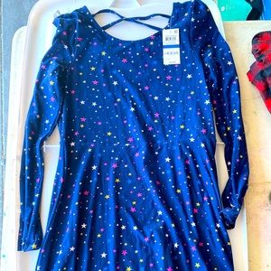 Casual long sleeve dress with colorful stars. Kids XL